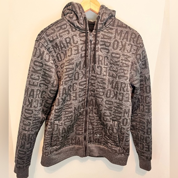 Marc Ecko - Men’s Medium - Fuzzy Black & Grey Hoodie - - Picture 5 of 16